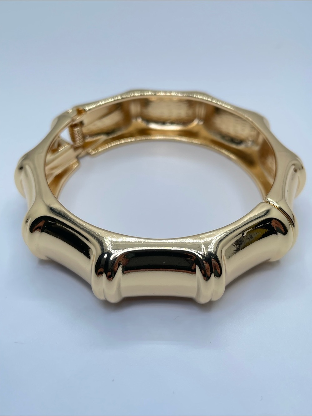 Gold Chunky Hinged Bangle Bracelet Wide Bold Statement Cuff Boho Modern